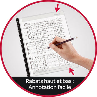 Les pochettes spécial partitions permettent des annotations directes